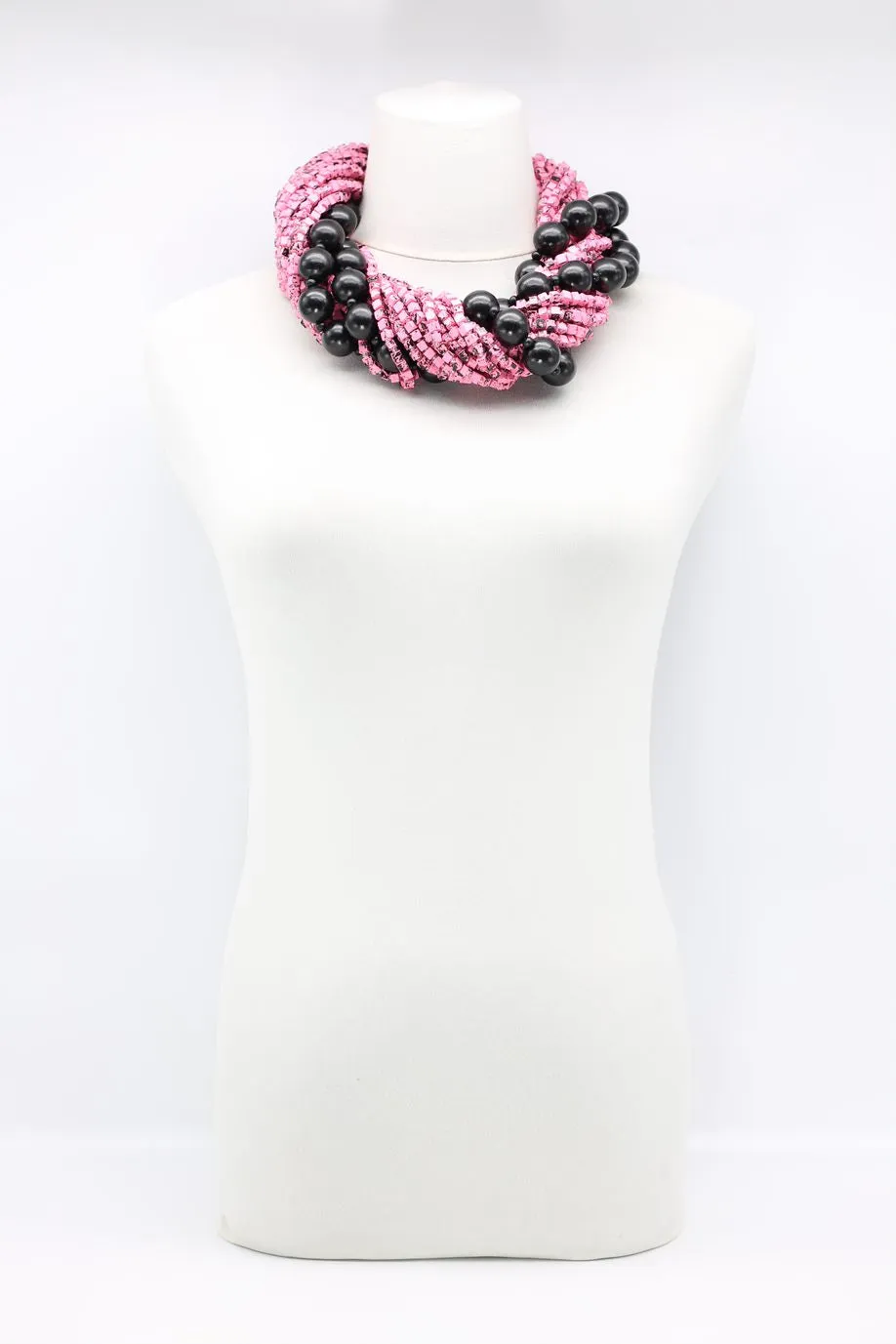 Next Pashmina & Round Beads Necklace Set - Hand Painted