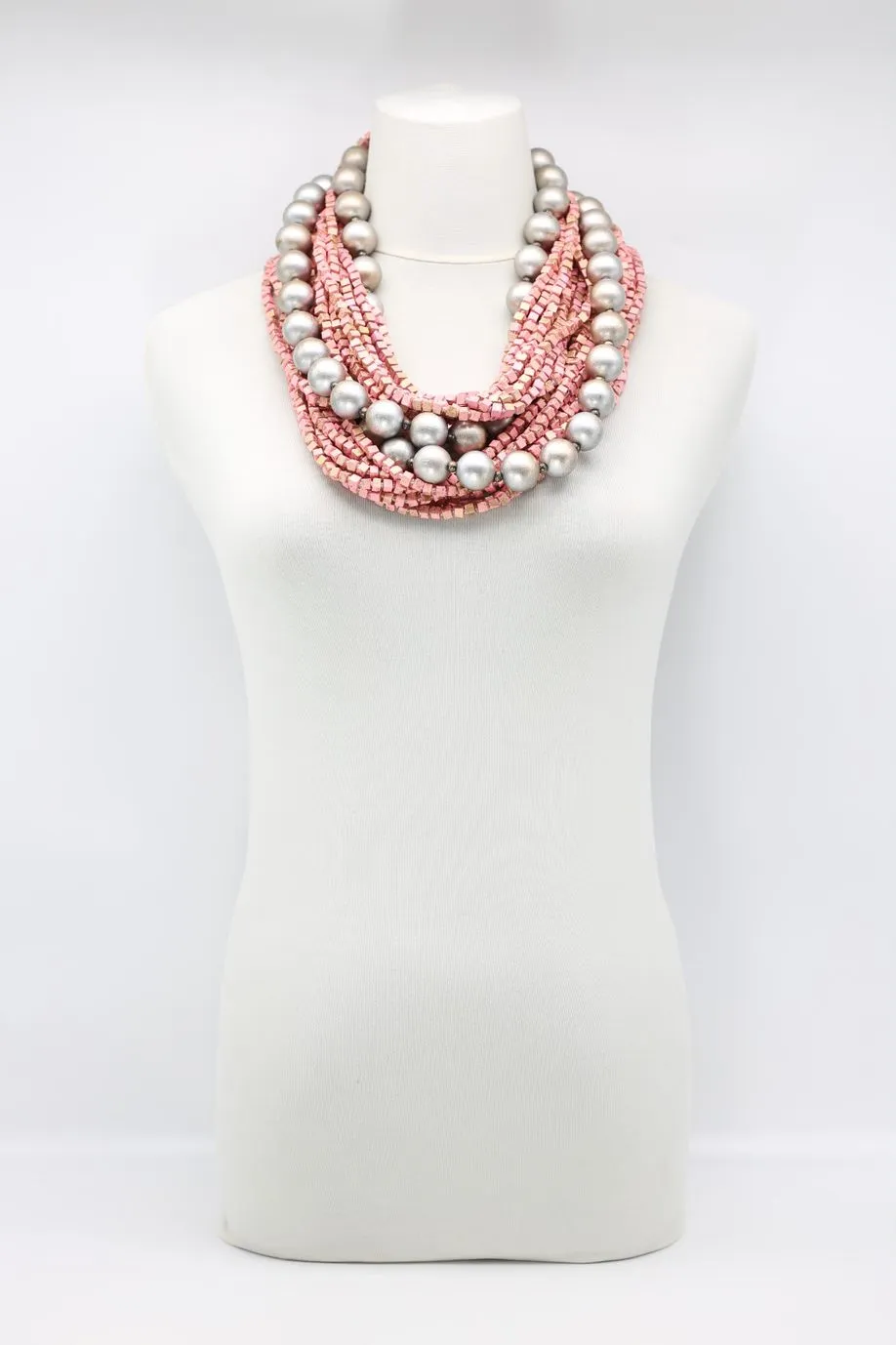 Next Pashmina & Round Beads Necklace Set - Hand Painted
