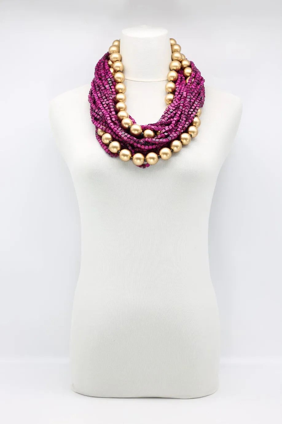 Next Pashmina & Round Beads Necklace Set - Hand Painted