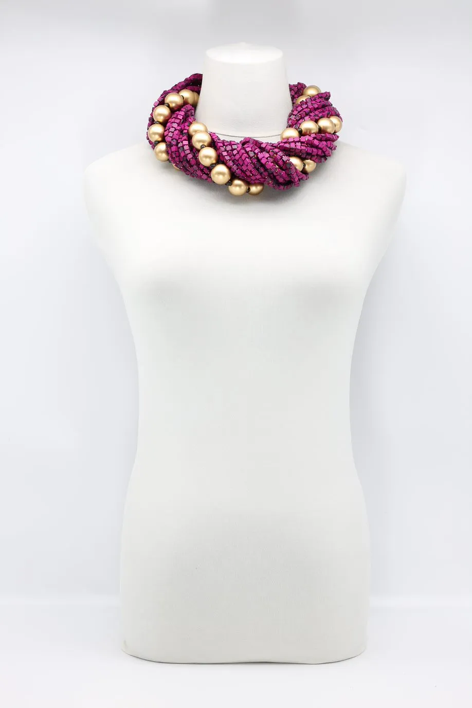 Next Pashmina & Round Beads Necklace Set - Hand Painted