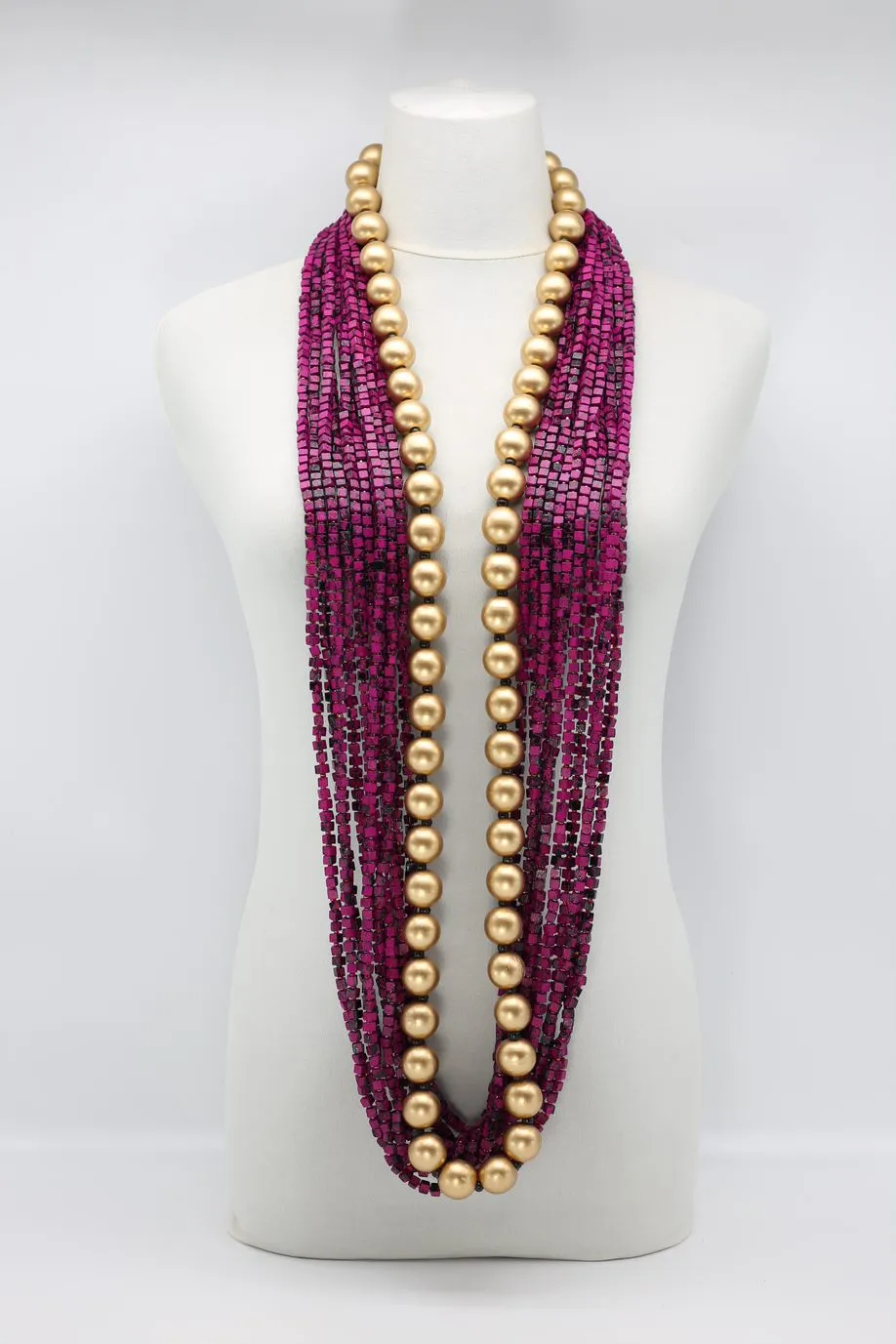 Next Pashmina & Round Beads Necklace Set - Hand Painted