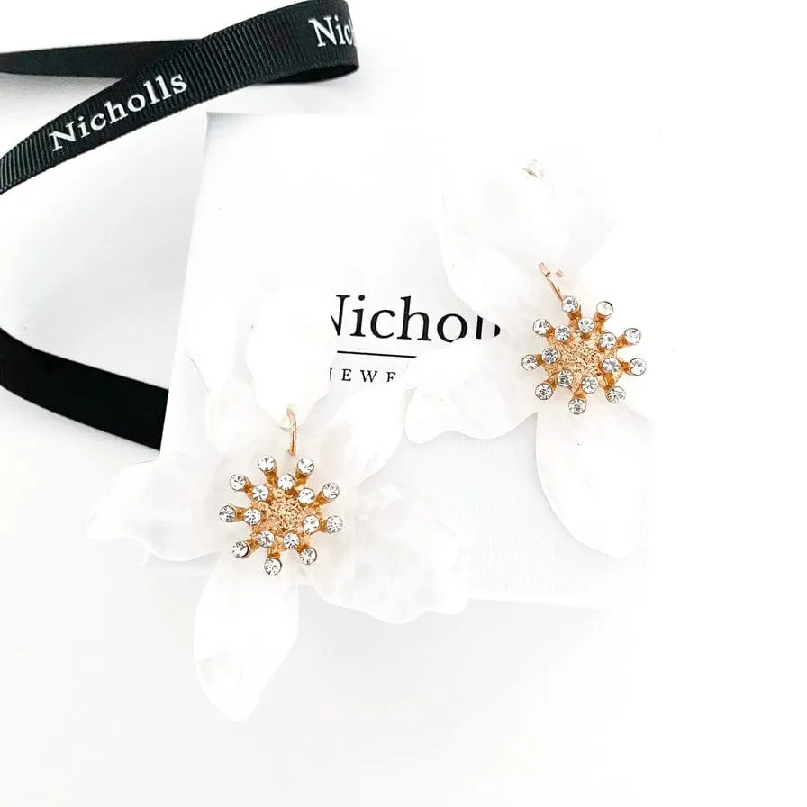 Nicholls Romantic Flower Earrings In White
