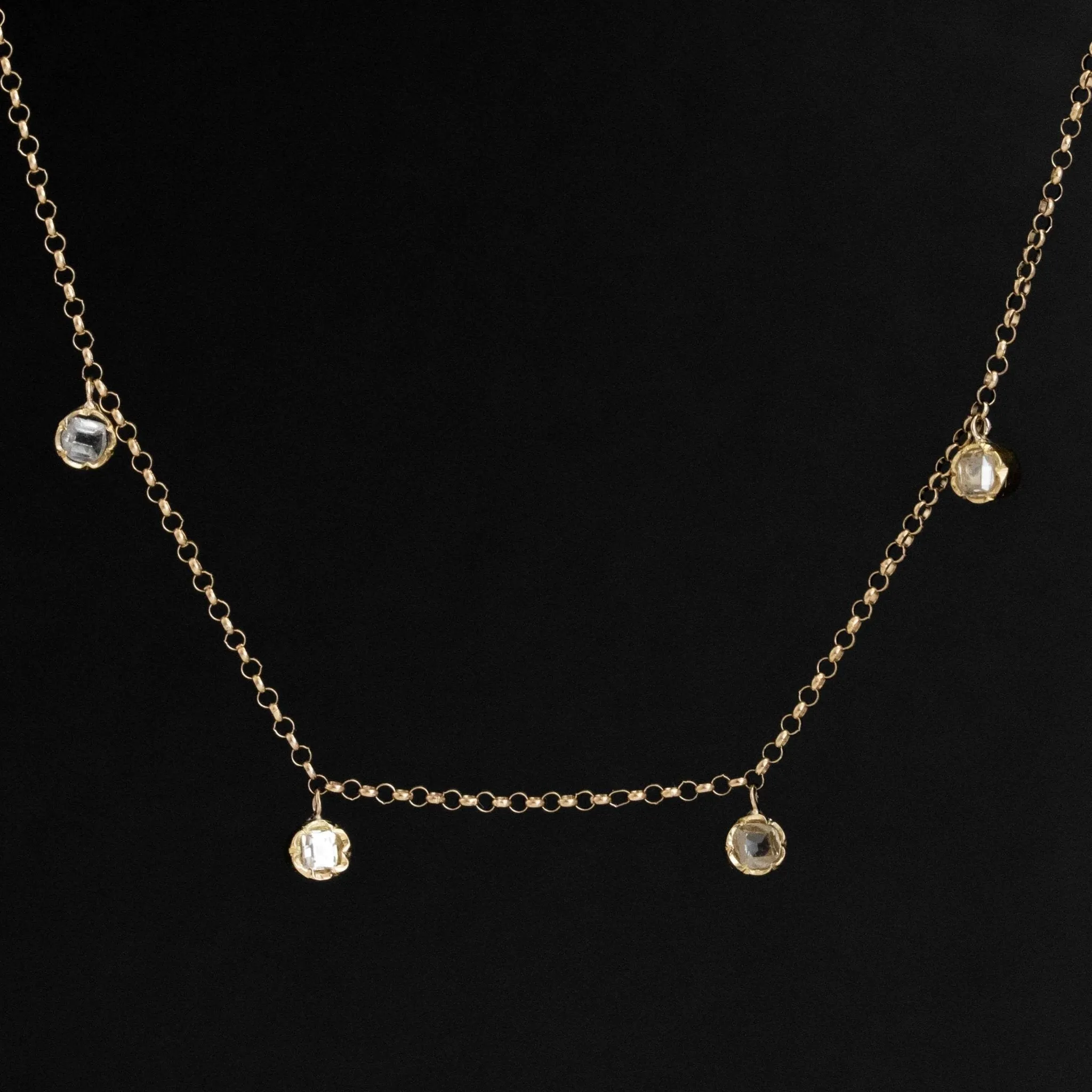 Old Cut Diamond Station Necklace