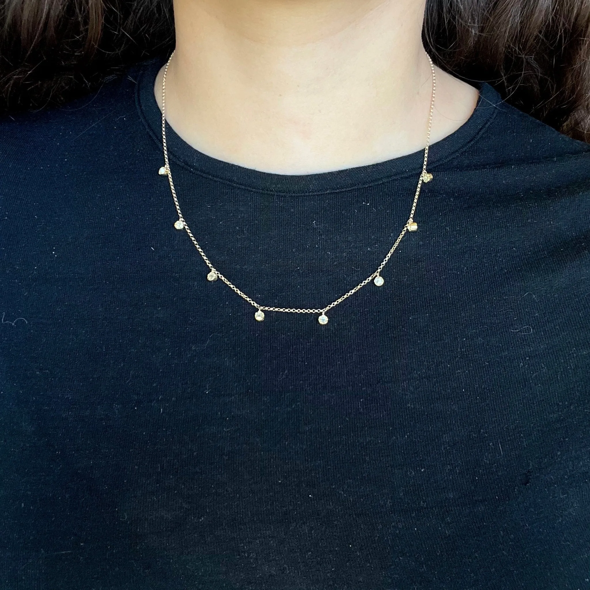 Old Cut Diamond Station Necklace