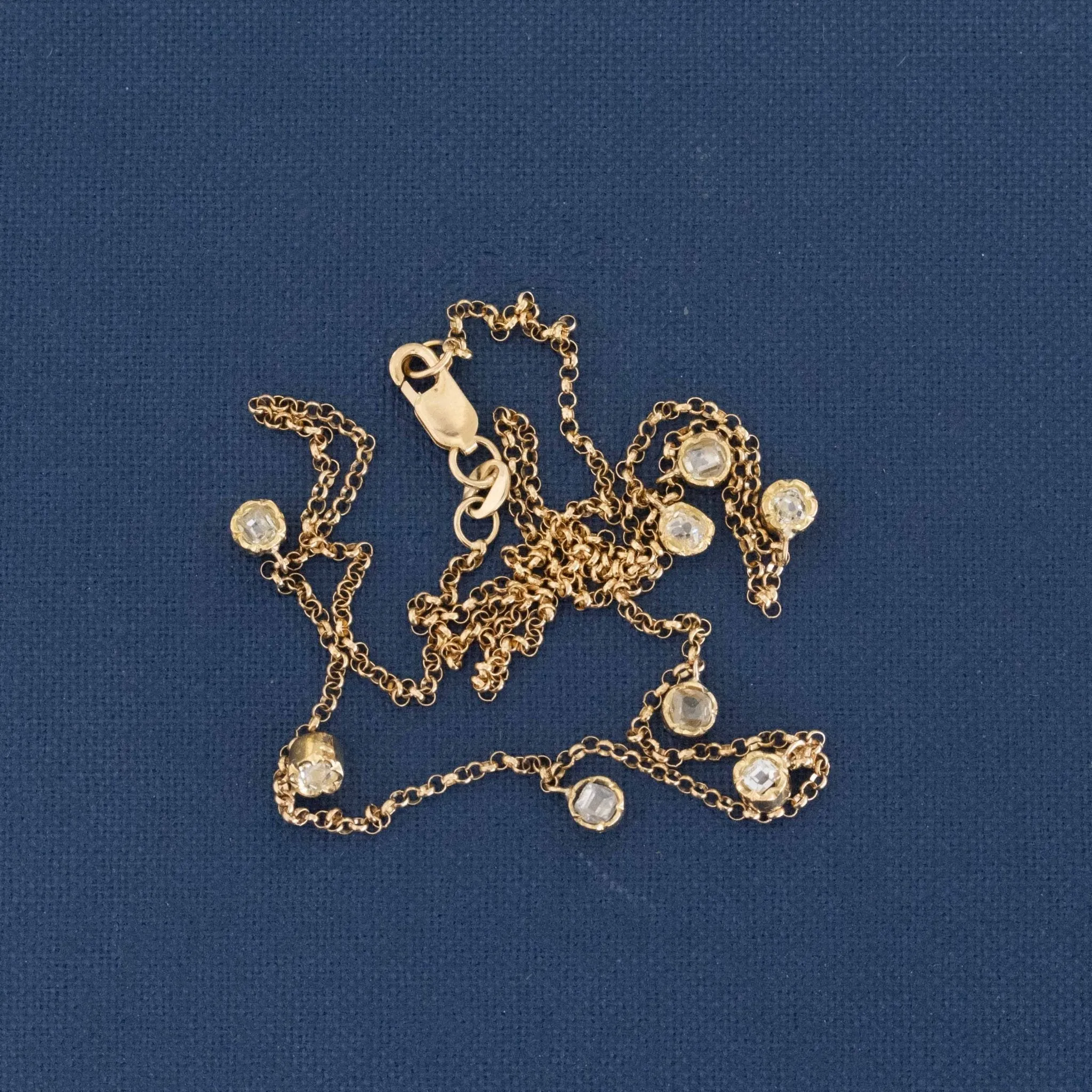 Old Cut Diamond Station Necklace