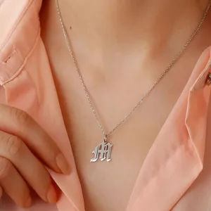 Old English Initial Necklace Personalized Charm