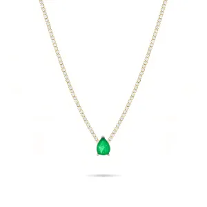 One Teardrop Tennis Choker - Gold Green Matt And White