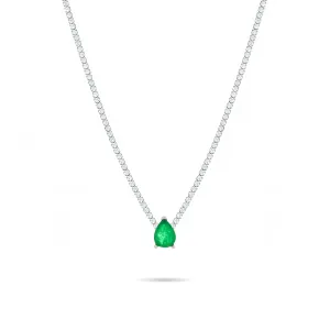 One Teardrop Tennis Choker - Silver Green Matt And White