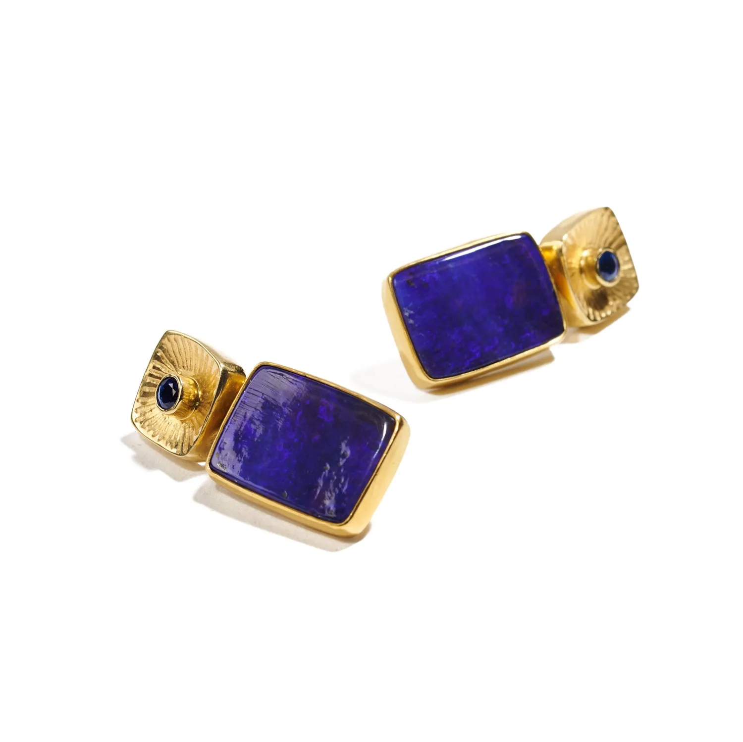 Opal and Sapphire Gold Earrings