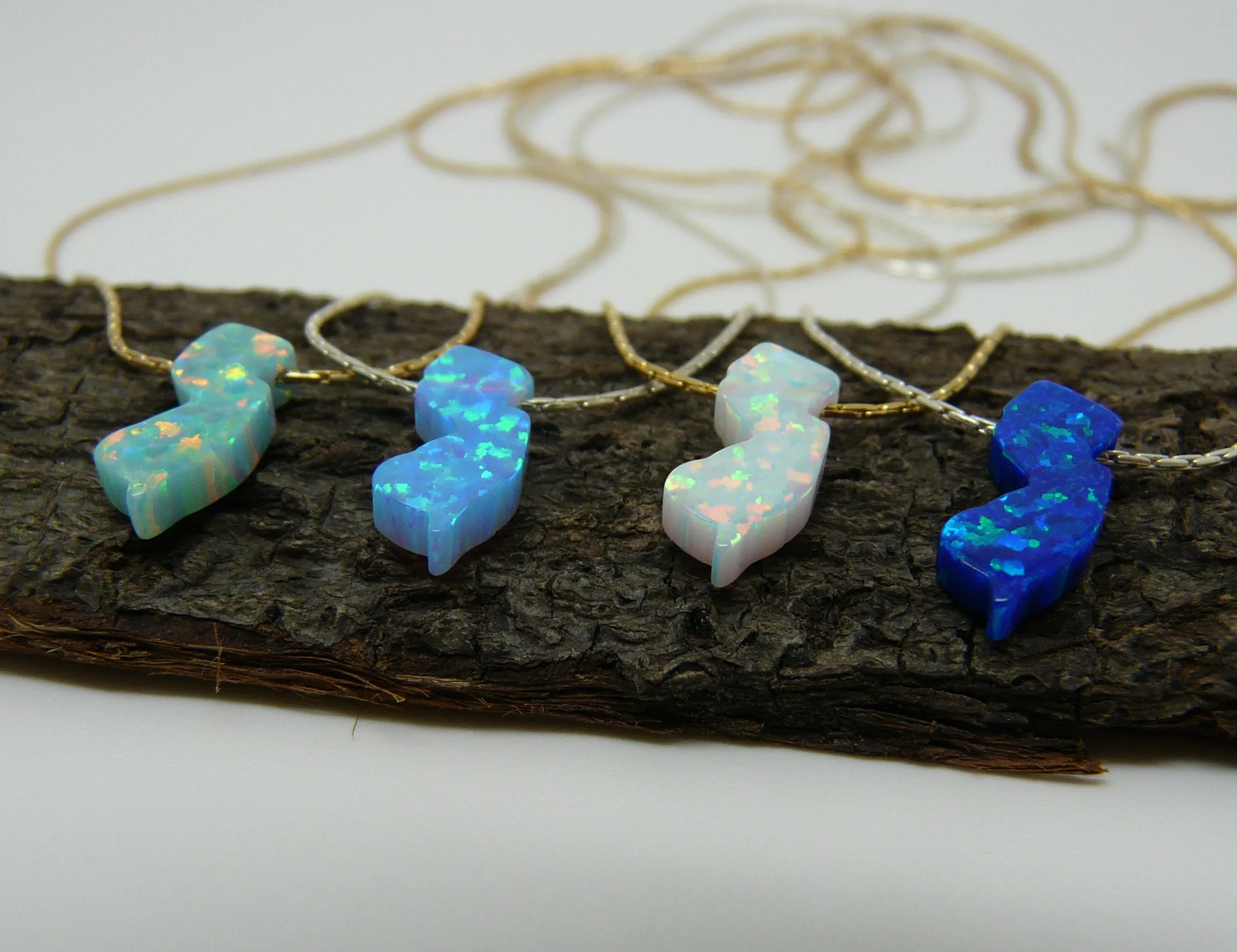 Opal New Jersey Map necklace
