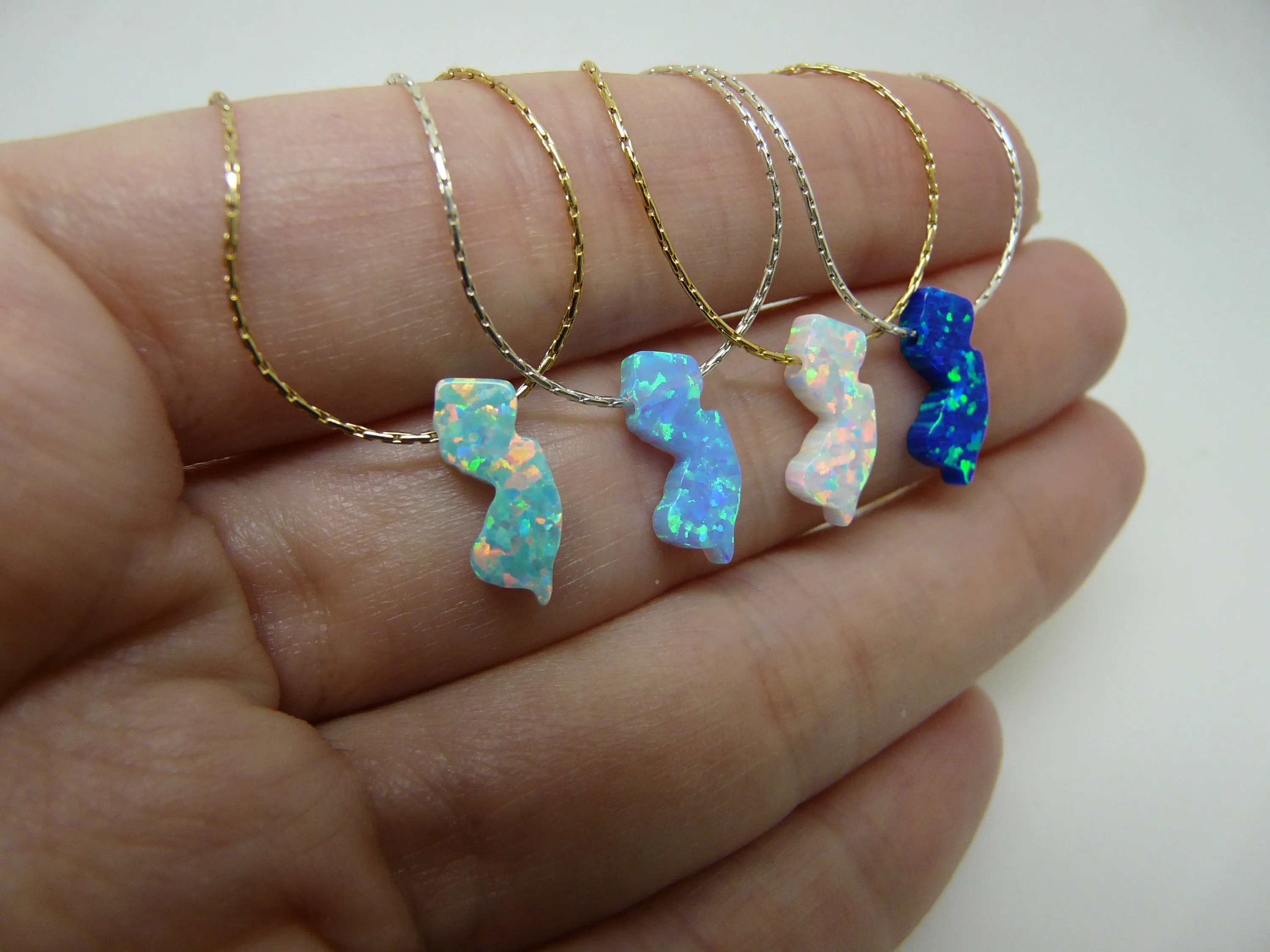 Opal New Jersey Map necklace
