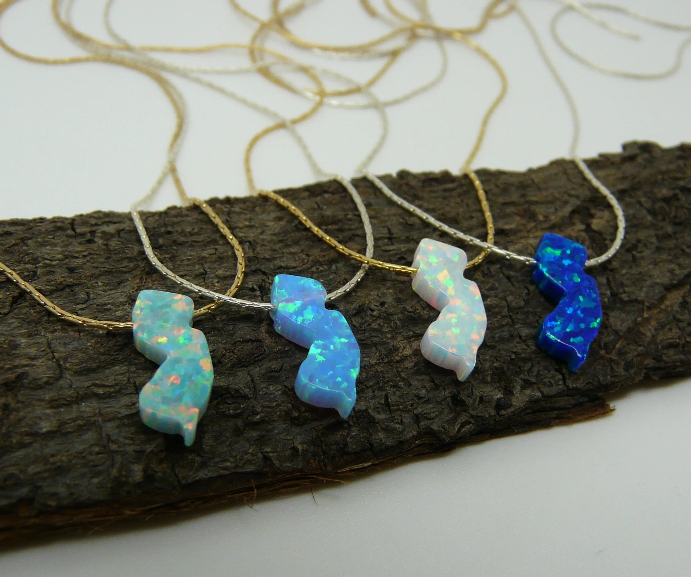 Opal New Jersey Map necklace