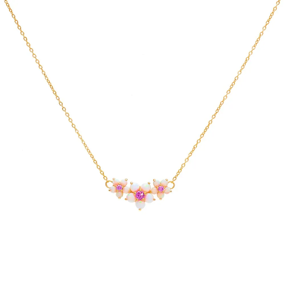 Opal Triple Flower Necklace