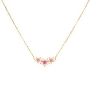 Opal Triple Flower Necklace