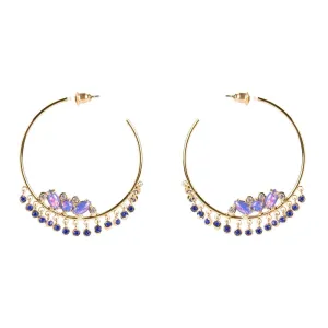 Ophelia Opal and Sapphire Blue Gold Hoop Earrings