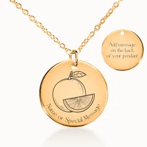 Orange Fruit Coin Pendant on Fine Chain