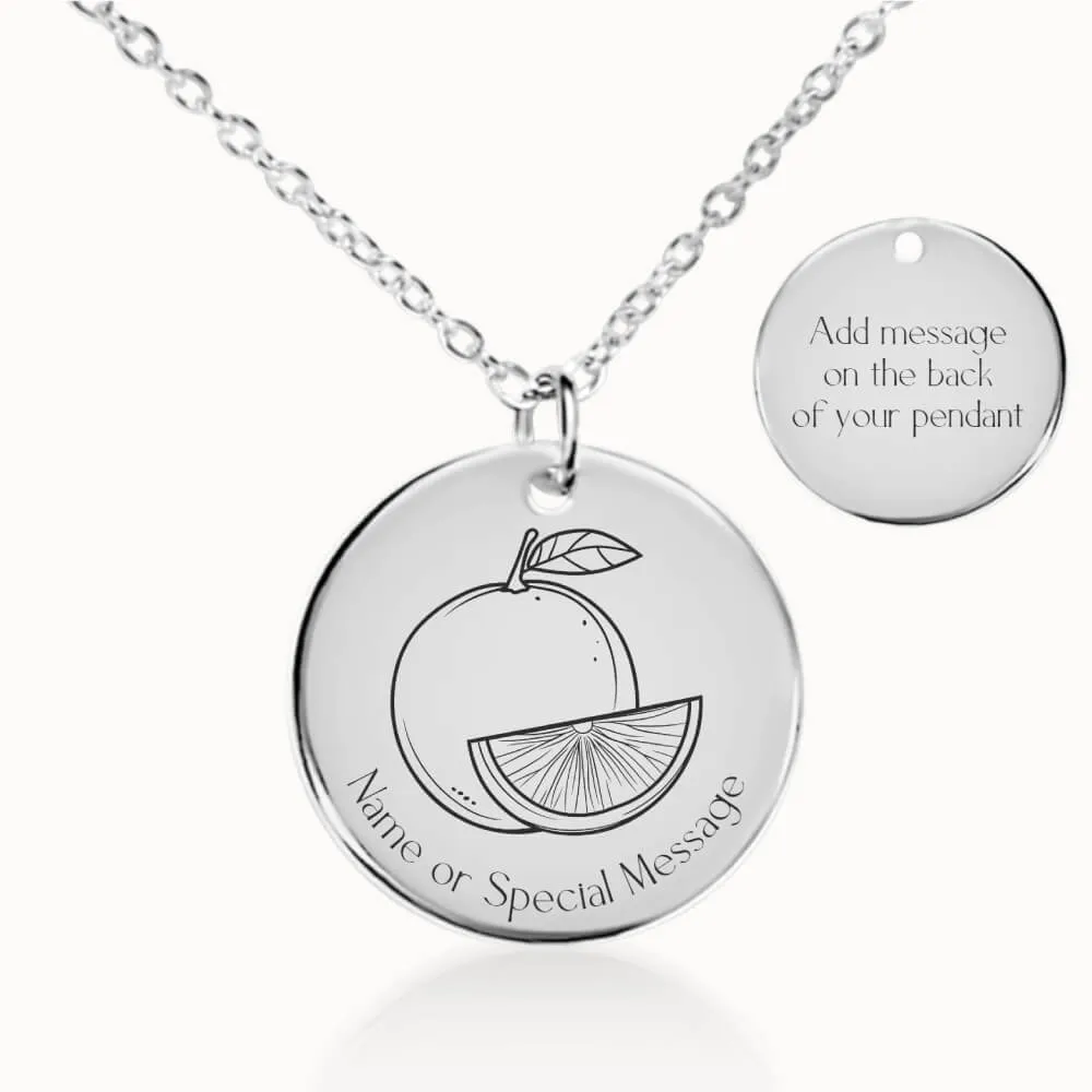Orange Fruit Coin Pendant on Fine Chain