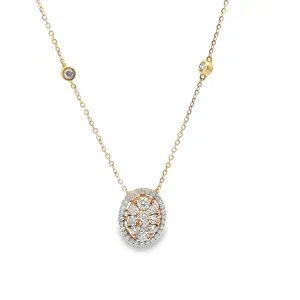 Oval Cluster Diamond Station Necklace