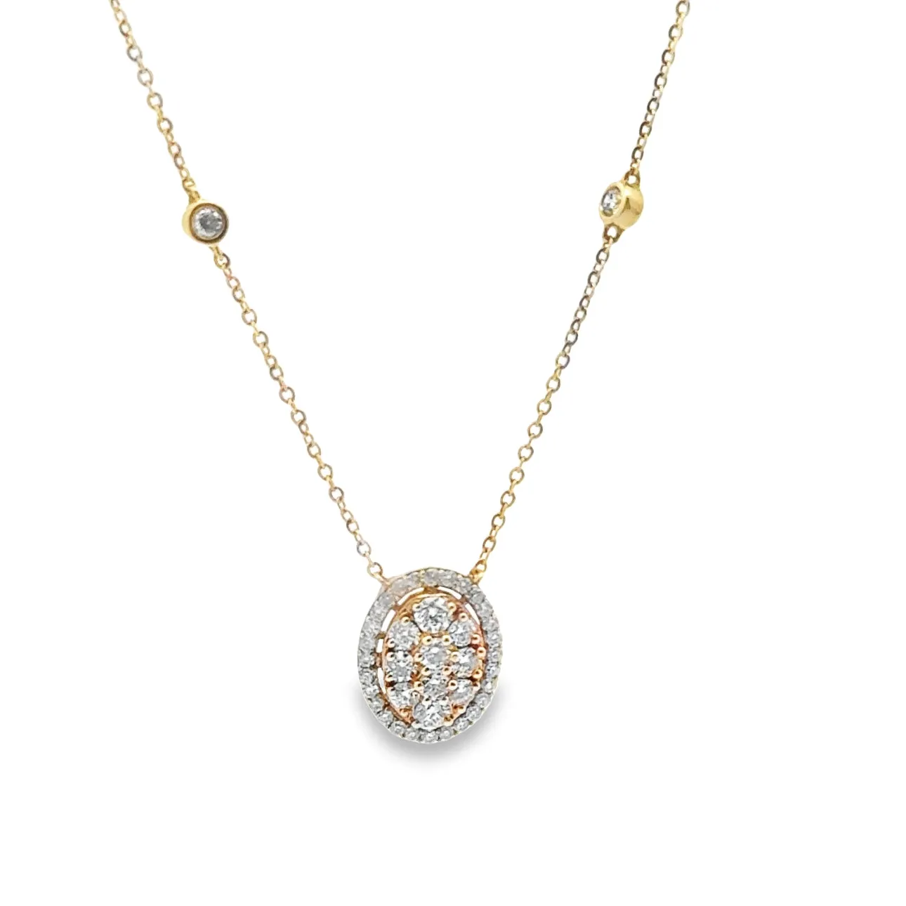 Oval Cluster Diamond Station Necklace