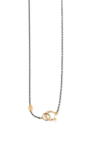 Oxidized Silver Chain White Diamond Clasp Necklace by Shinkai