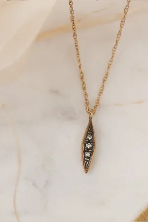 Oxidized Solid Gold Modern Triple Diamond Peak Necklace