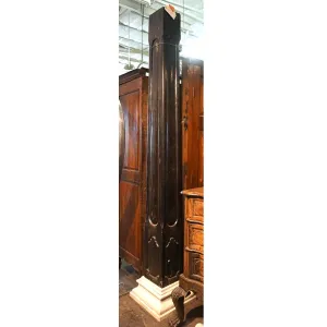 Pair Large Indo-Portuguese Ironwood and Marble Square Architectural Columns