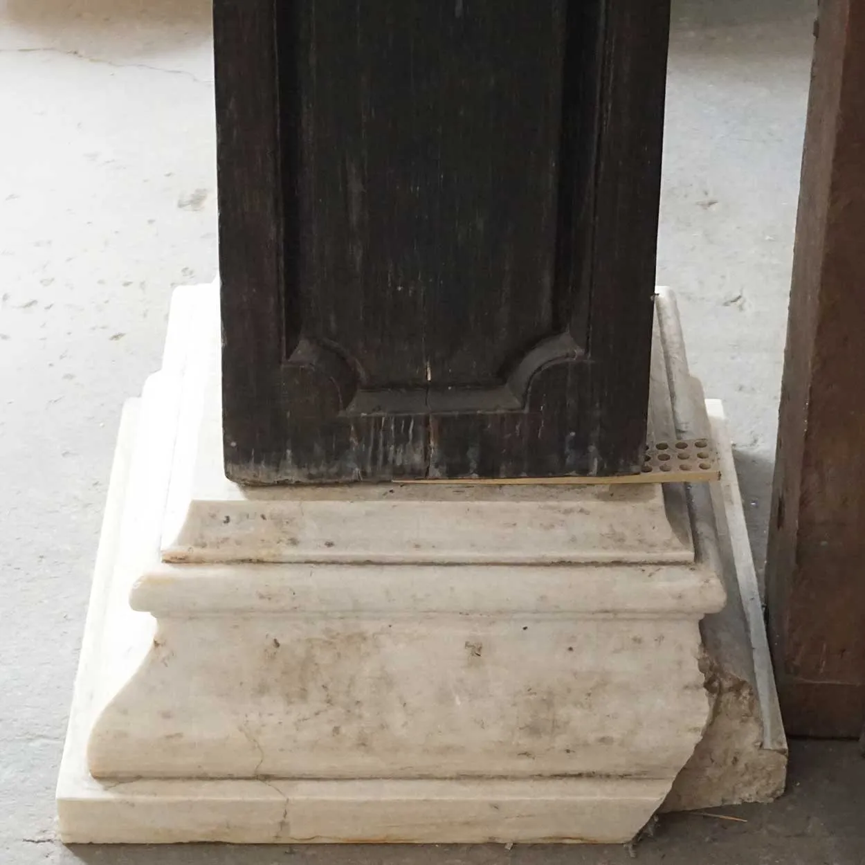 Pair Large Indo-Portuguese Ironwood and Marble Square Architectural Columns