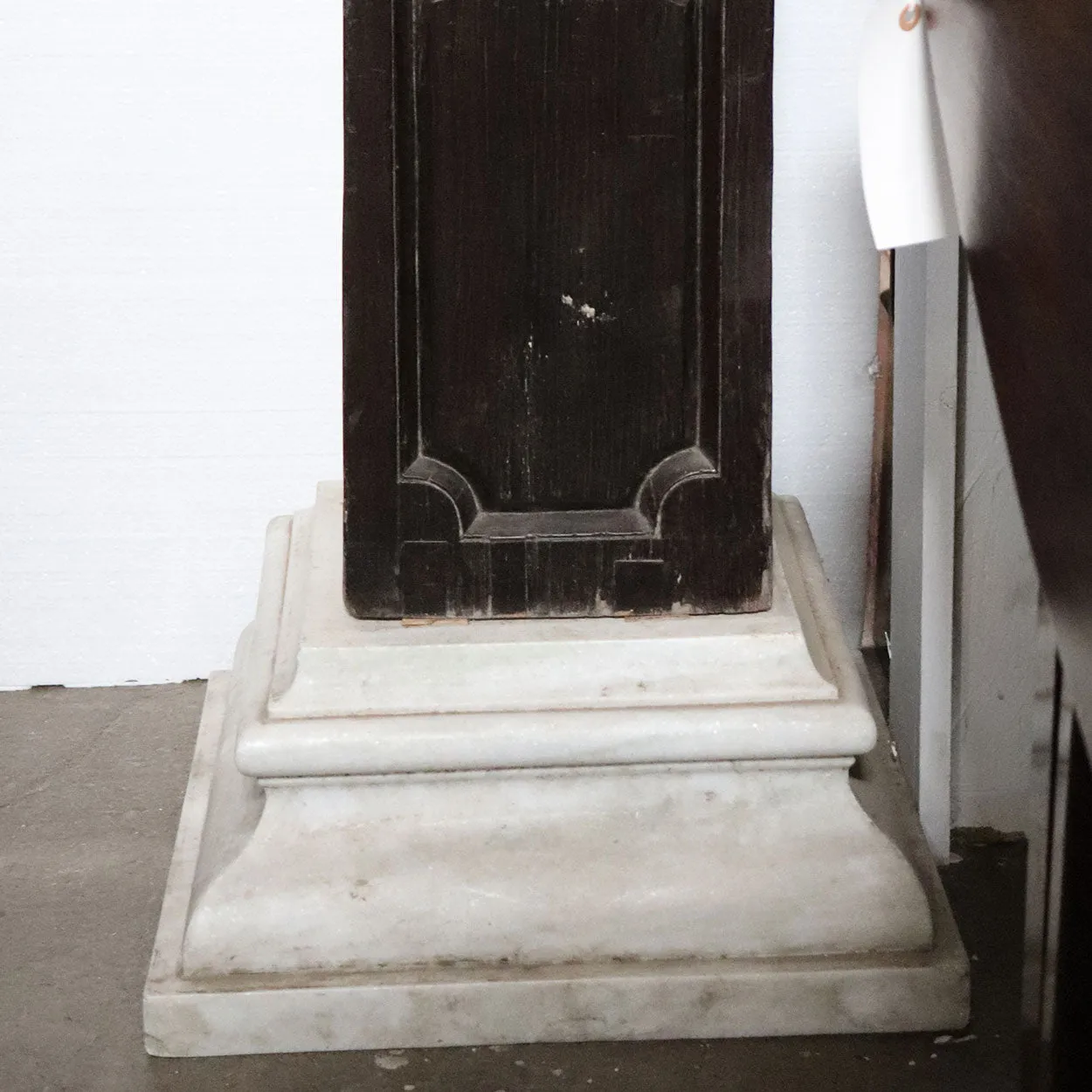 Pair Large Indo-Portuguese Ironwood and Marble Square Architectural Columns