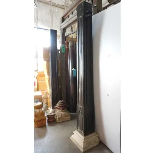 Pair Large Indo-Portuguese Ironwood and Marble Square Architectural Columns