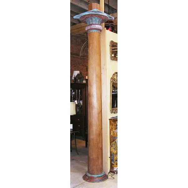 Pair of Very Large Painted Solid Teak 11.5-Foot Pillars