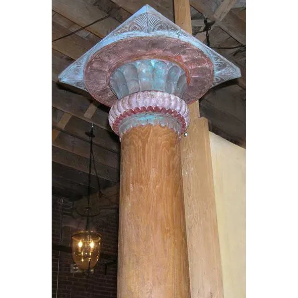 Pair of Very Large Painted Solid Teak 11.5-Foot Pillars