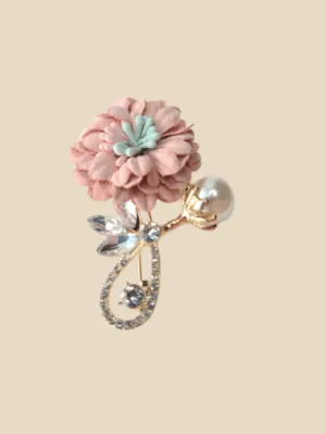 Pastel pink & gold hijab brooch
