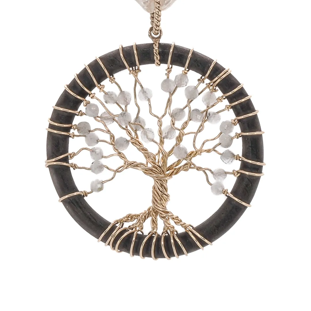 Pearl & Solid Gold Tree Of Life Necklace