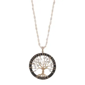 Pearl & Solid Gold Tree Of Life Necklace