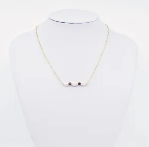 Pearl Cluster Necklace and Earrings Set (Purple)