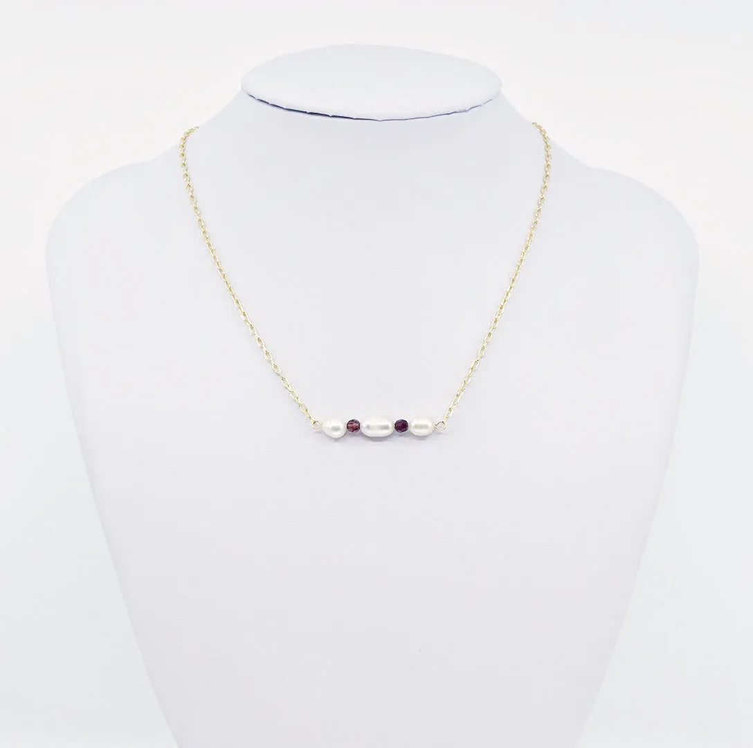 Pearl Cluster Necklace and Earrings Set (Purple)