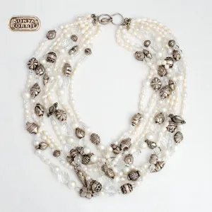 Pearl, Crystal, and Antique Silver Choker