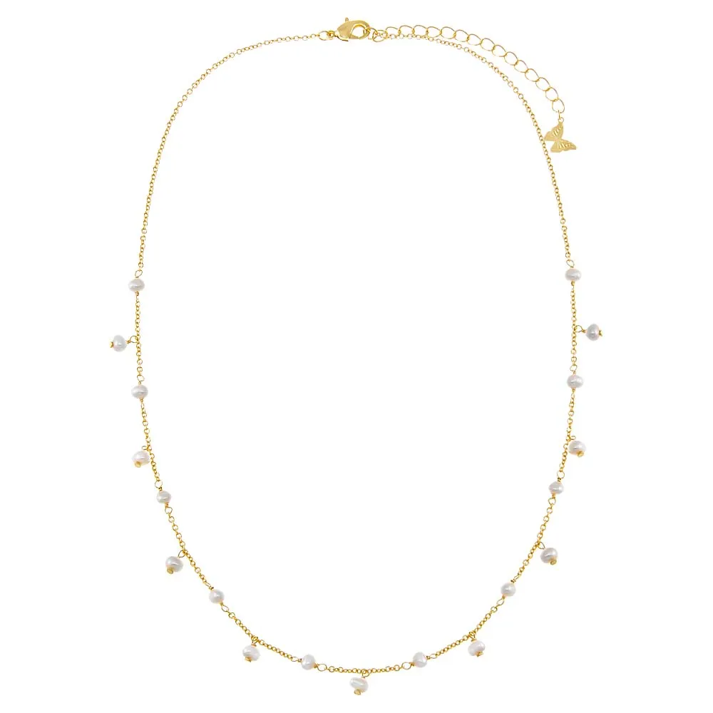 Pearl Embedded X Shaker Necklace