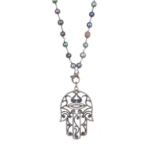 Pearl Hamsa Necklace