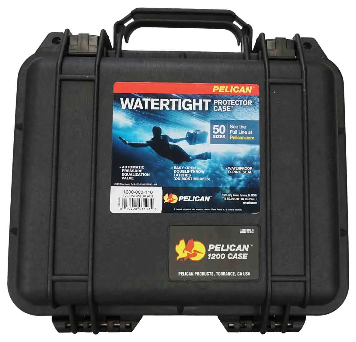 Pelican Plastic Case with Pick N'Pluck Foam, Single Folding Front Handle (1200 Series)
