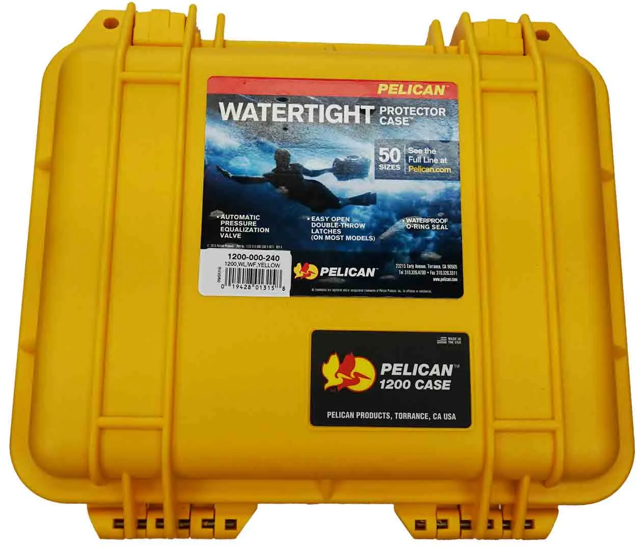 Pelican Plastic Case with Pick N'Pluck Foam, Single Folding Front Handle (1200 Series)