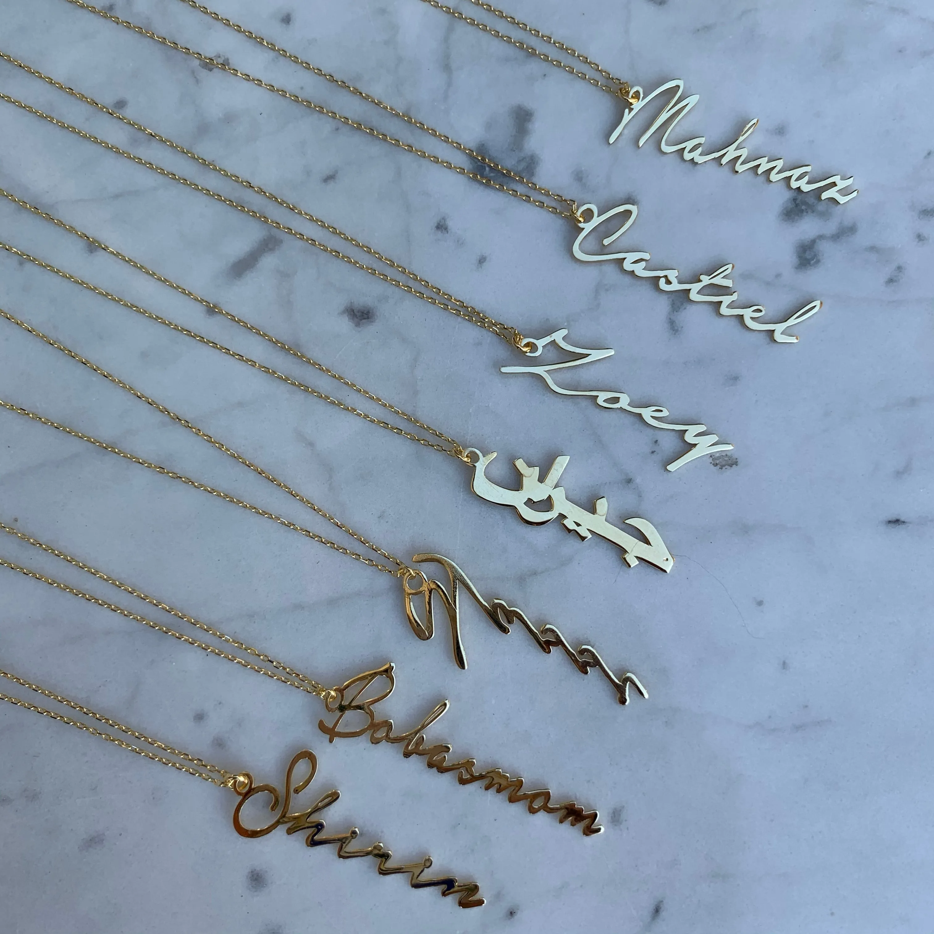 Personalized cursive name necklace silver gold plated