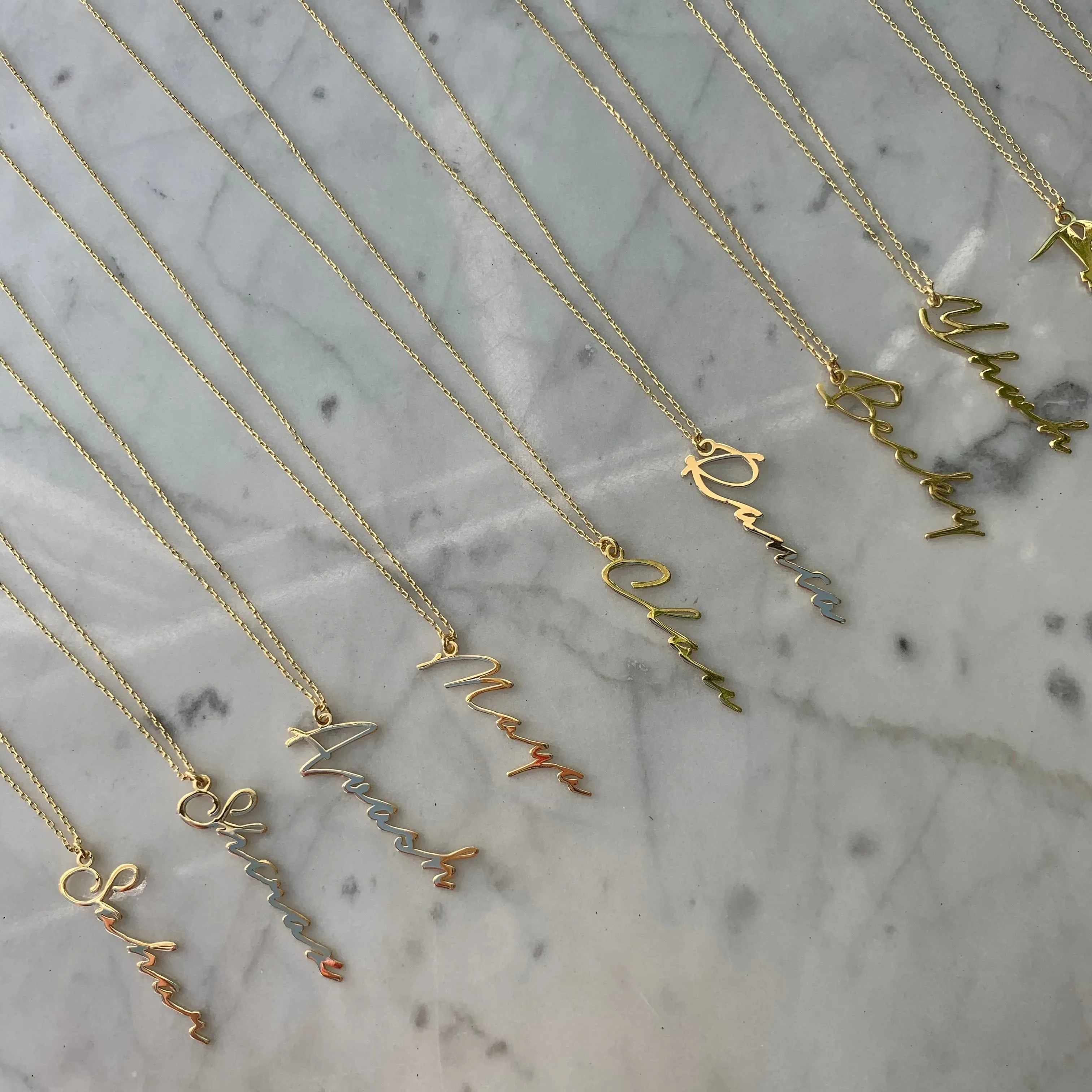 Personalized cursive name necklace silver gold plated