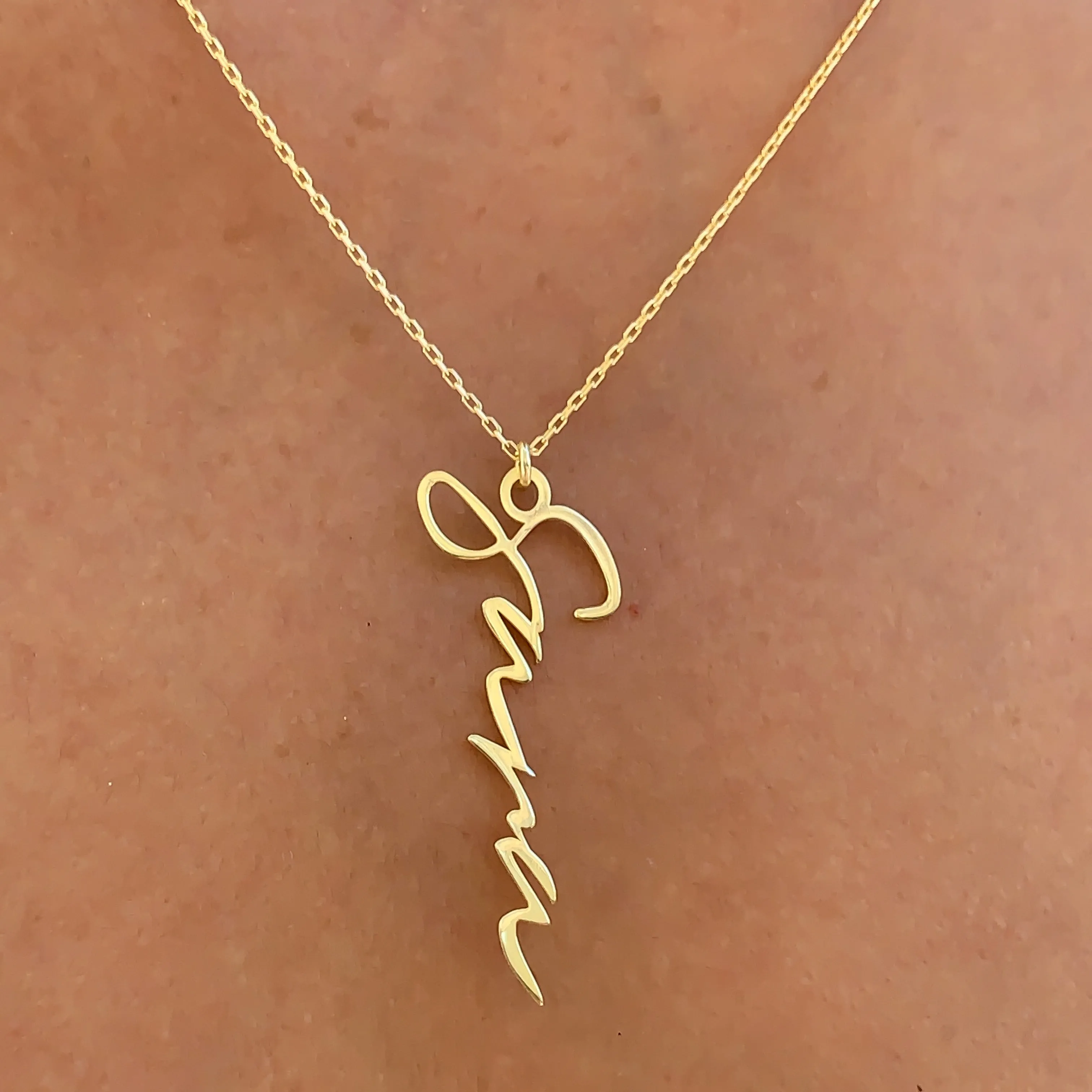 Personalized cursive name necklace silver gold plated