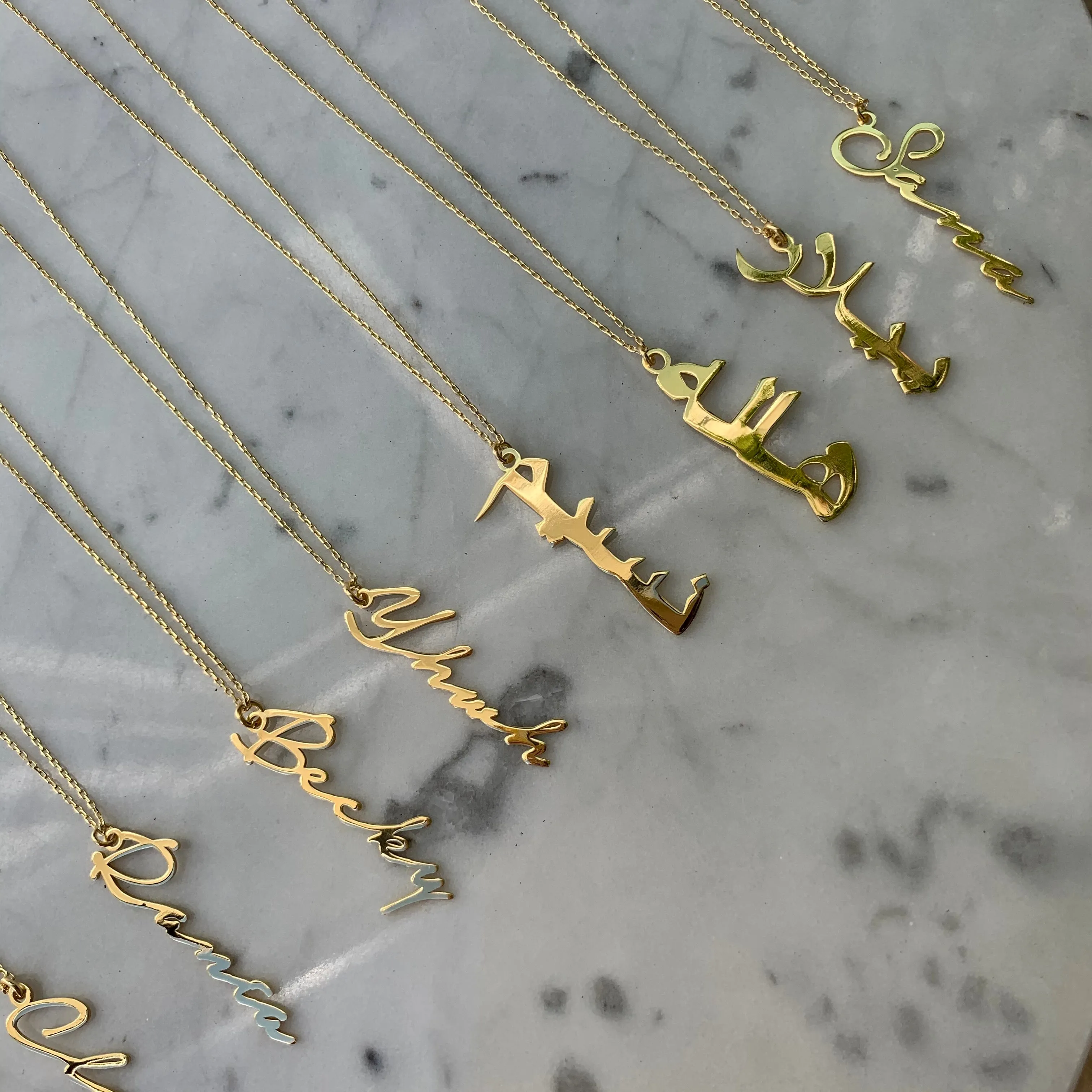 Personalized cursive name necklace silver gold plated