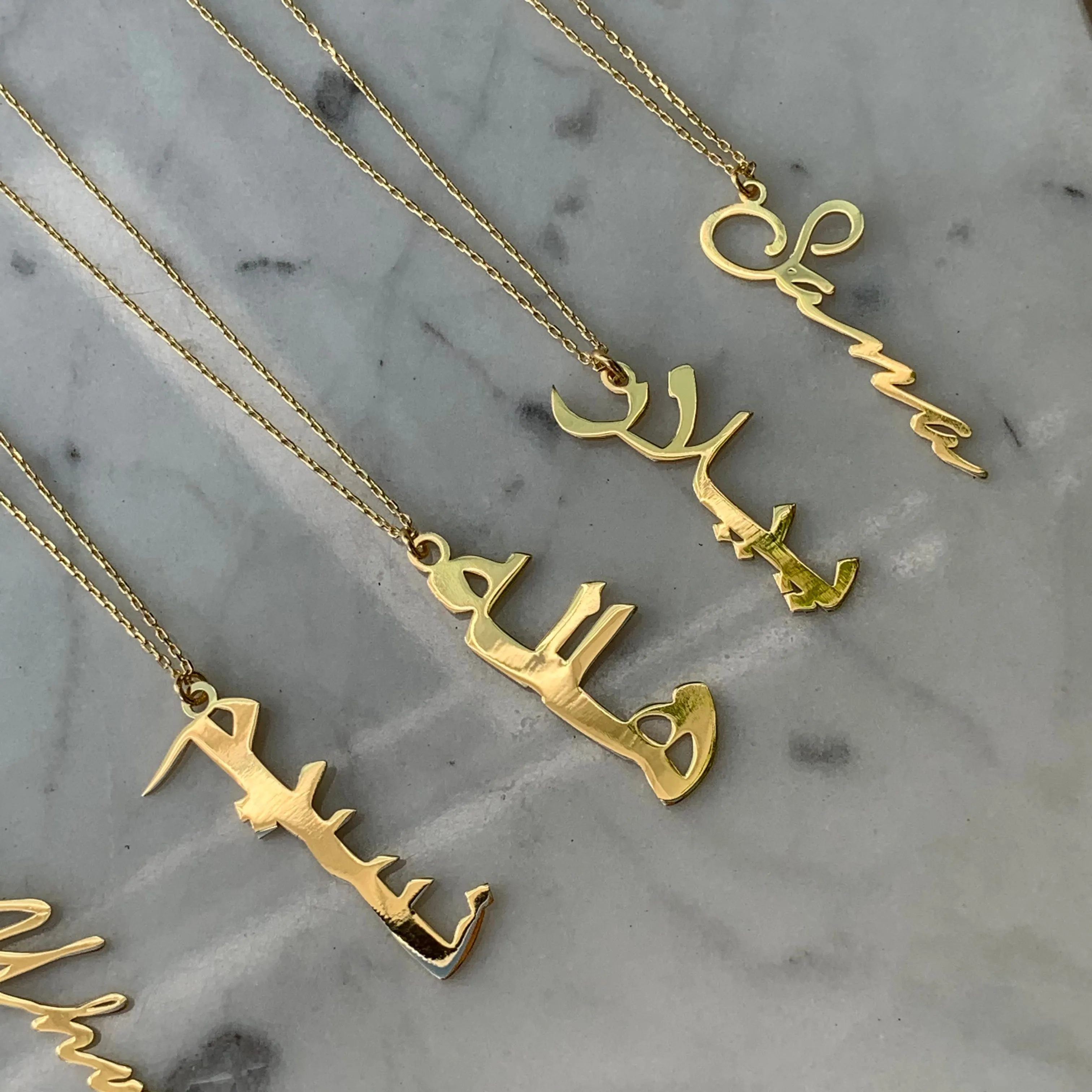 Personalized cursive name necklace silver gold plated