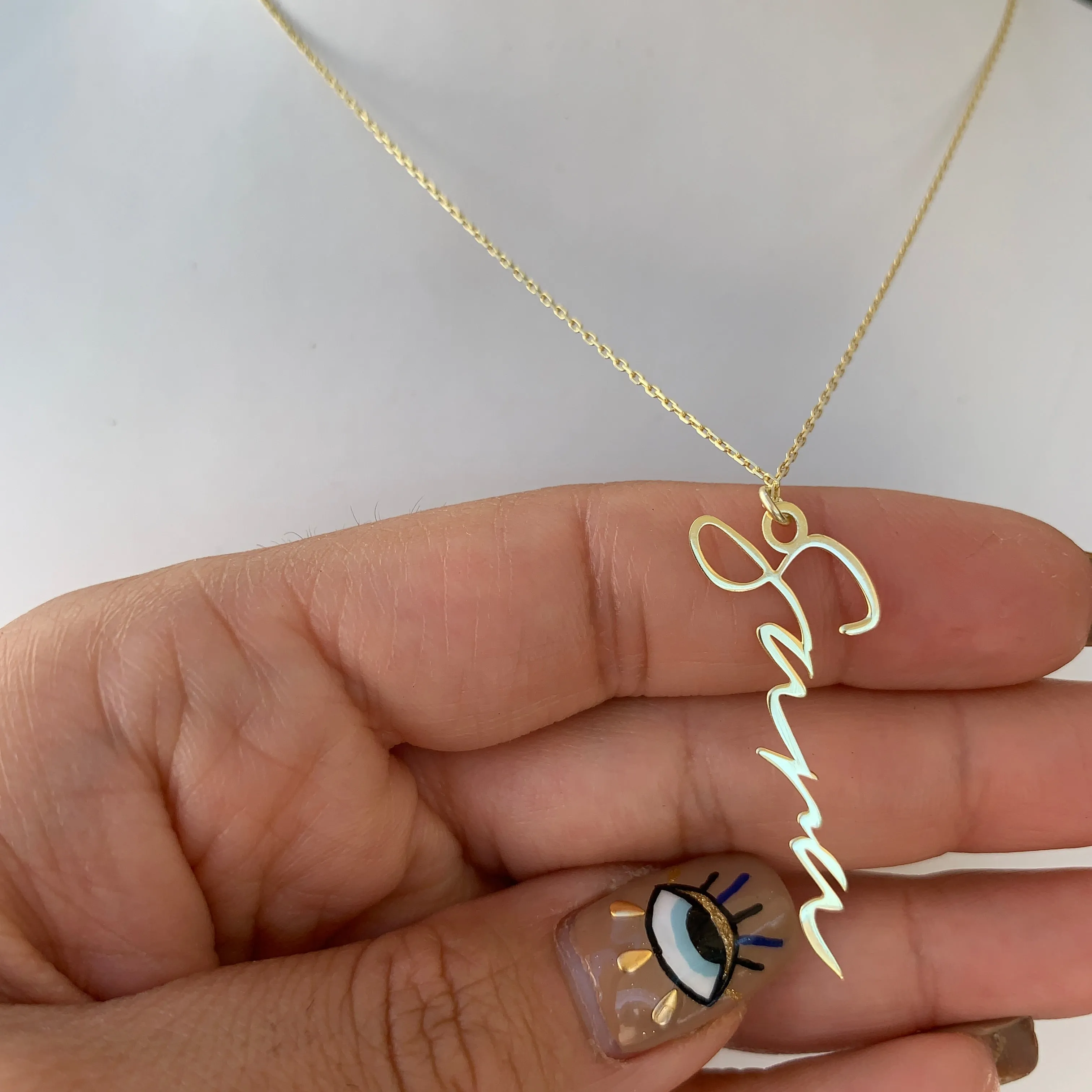 Personalized cursive name necklace silver gold plated