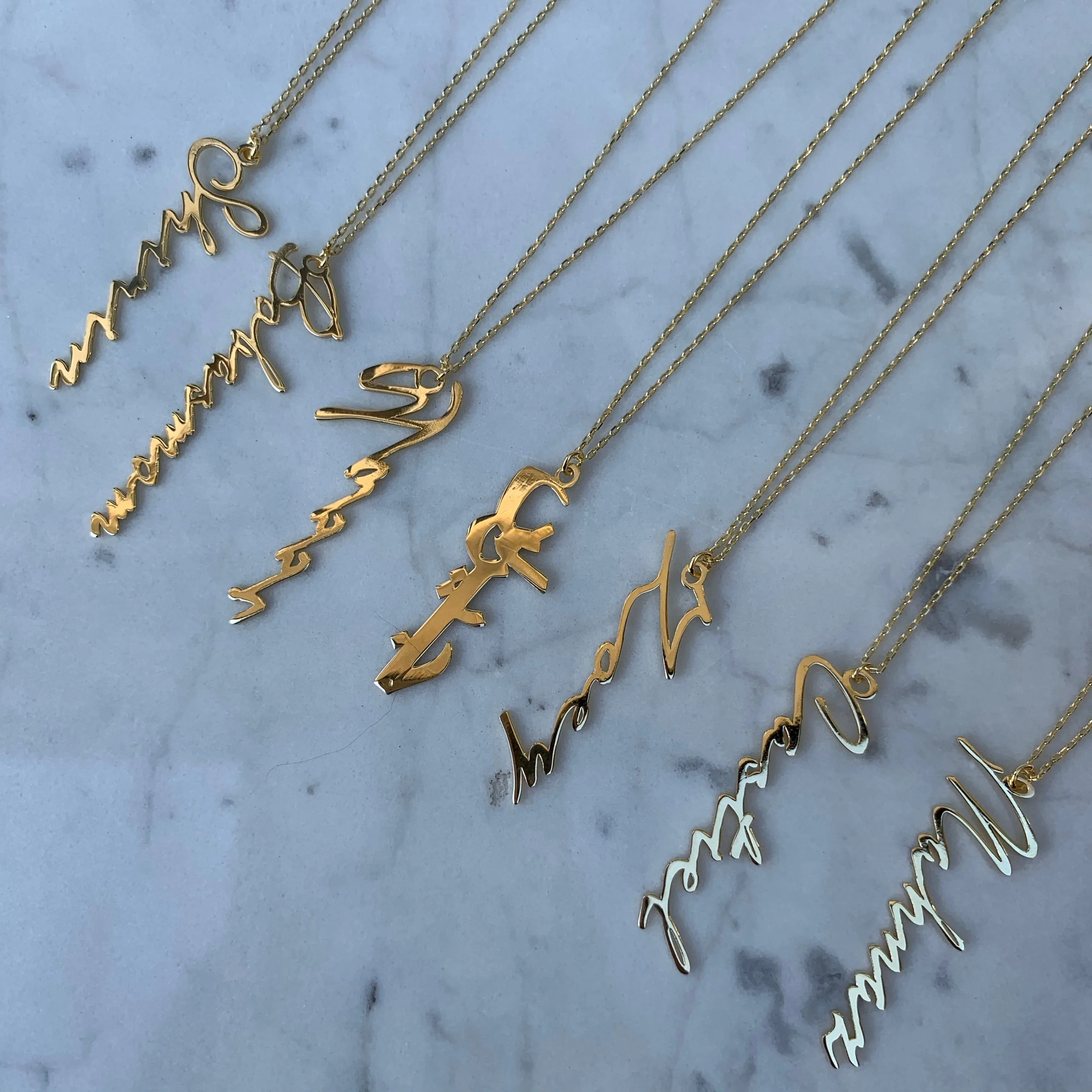 Personalized cursive name necklace silver gold plated