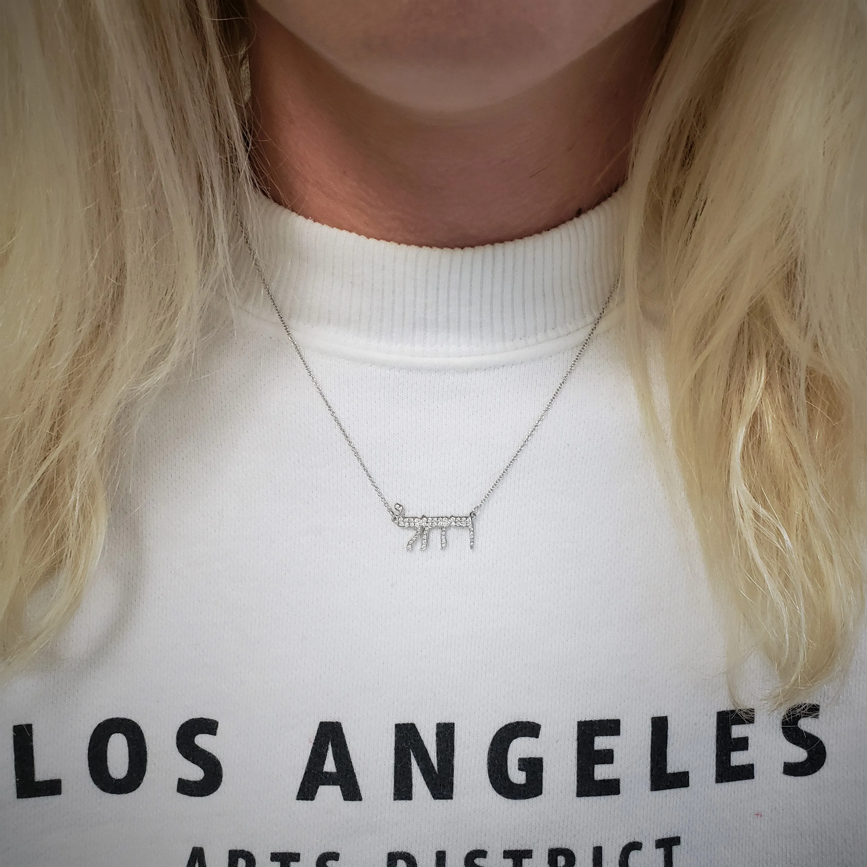 Personalized Diamond Hebrew Name Necklace