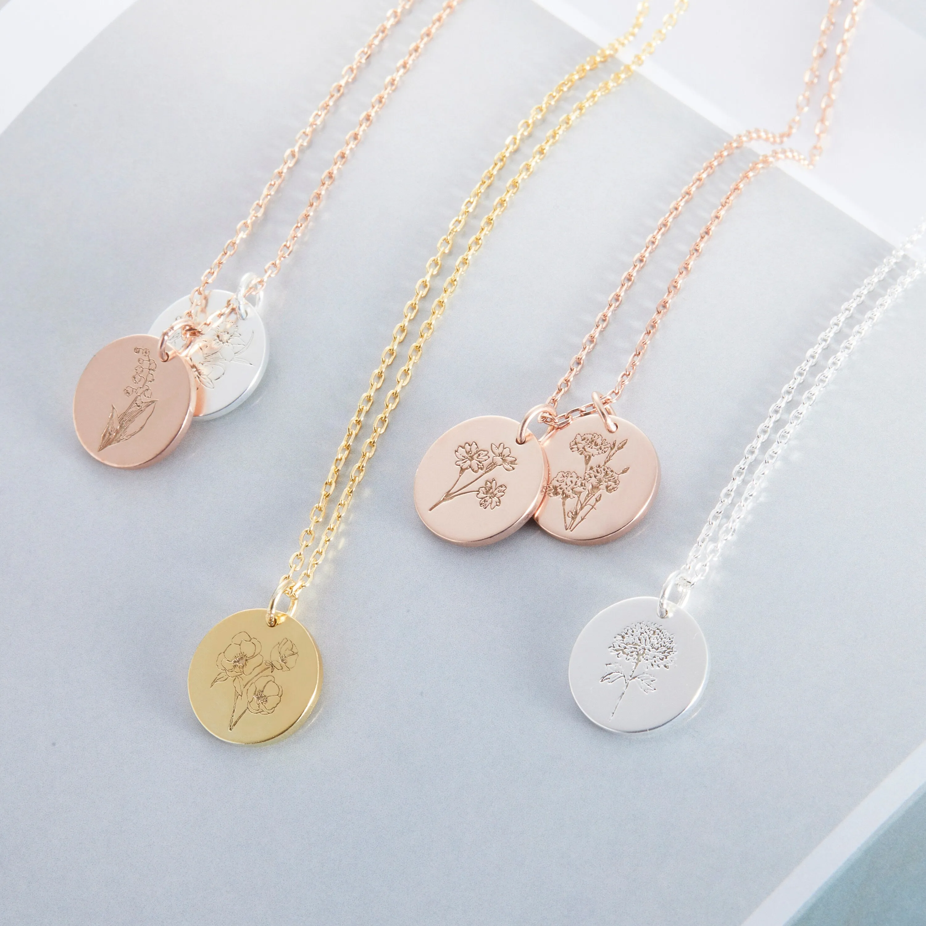Personalized Mother's Day Gift | Birth Flower Necklace | Mother Daughter Necklace | Gold Plated Necklace | Delicate Custom Necklace for Mom